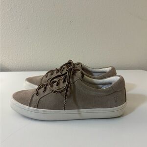 Frye Taupe Suede Low Top Sneakers Lace Up Women’s Casual
